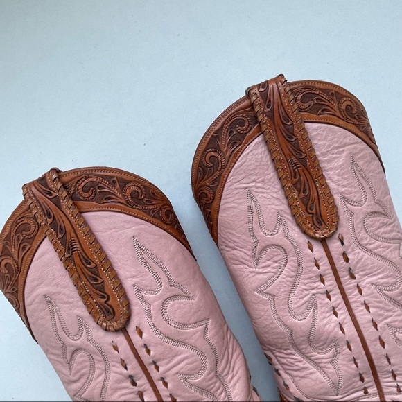 Back at The Ranch Santa Fe Saddle 12” Calf Skin Tooled Western Cowboy Boots Sz 6 - Picture 5 of 13